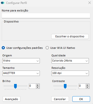 Configuração do Perfil